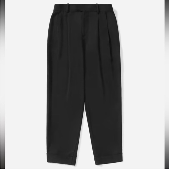 EVERLANE Put Together Lyocell Pleat Trouser Pants Black 6 - Picture 3 of 8